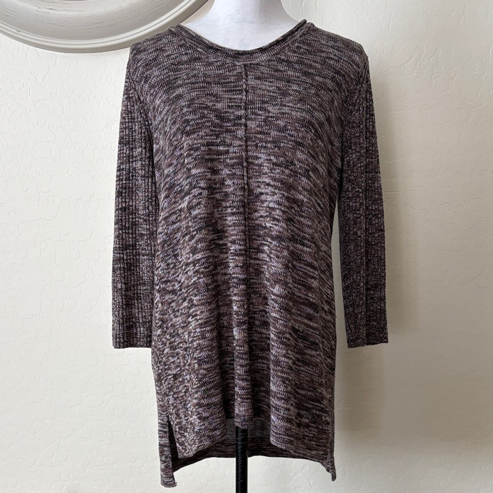 Spense Heathered Tunic Top in Brown. XL 59% viscose.